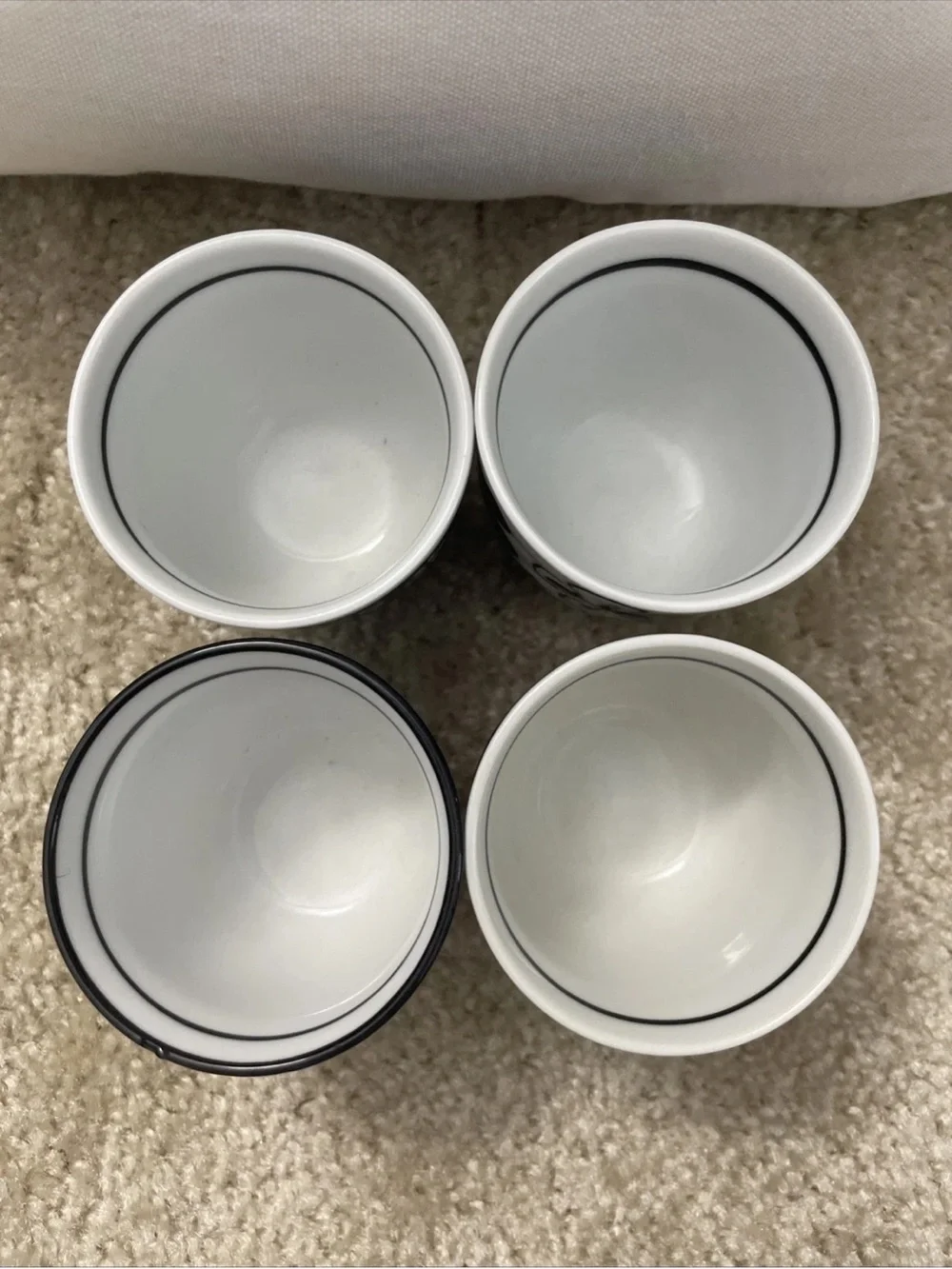 Pier 1 AKINA Teapot with 4 Cups Hand-Painted Porcelain Black & White Tea Set